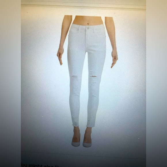 NWT AERO SKINNY HIGH RISE ANKLE JEGGING WHITE DISTRESSED ROW HEM IN SIZE 8 - Picture 1 of 7